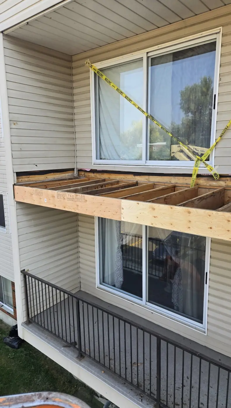 New balcony joists framed in