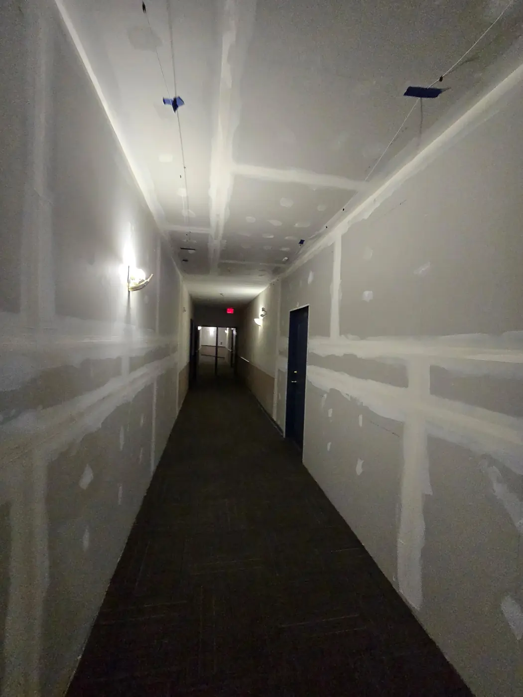 Common corridor drywall taped & mudded